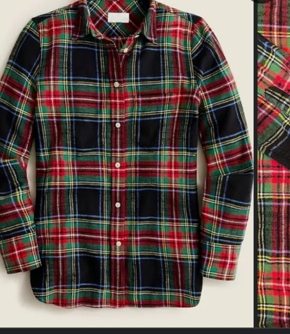 NEW J. Crew Stewart Tartan Flannel Button Down Top Classic Plaid Spring ONE LEFT - Picture 2 of 12